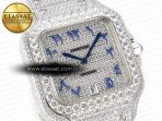 Cartier Santos De 40mm TWF 1:1 Best Edition Blue Diamond Dial SS/SS A2824 - Görsel 5