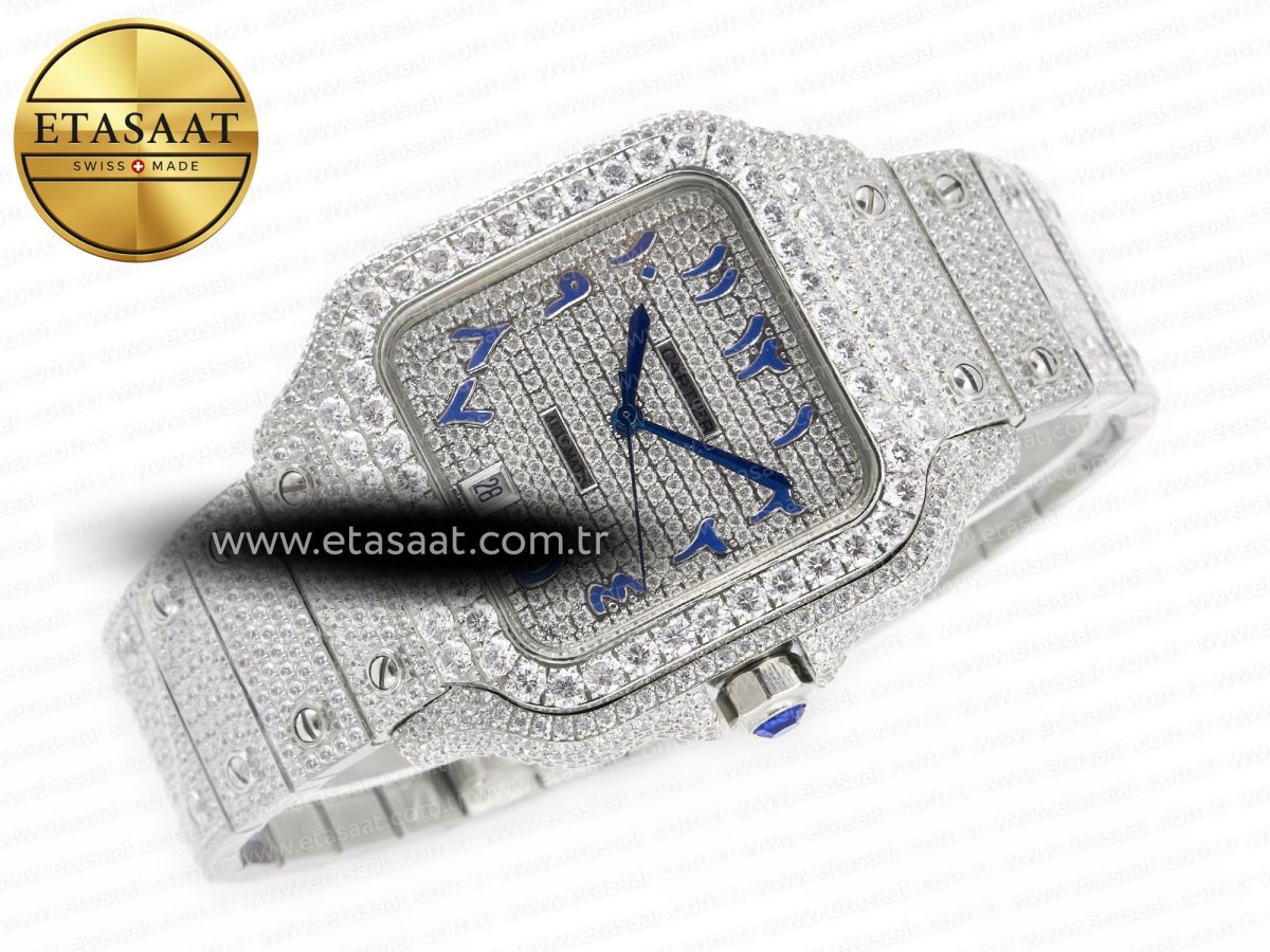 Cartier Santos De 40mm TWF 1:1 Best Edition Blue Diamond Dial SS/SS A2824 - Görsel 8