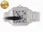 Cartier Santos De 40mm TWF 1:1 Best Edition Blue Diamond Dial SS/SS A2824 - Görsel 9