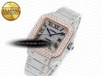 Cartier Santos De 40mm TWF 1:1 Best Edition Diamond Dial SS/RG Dia/Rmn A2824 - Görsel 2