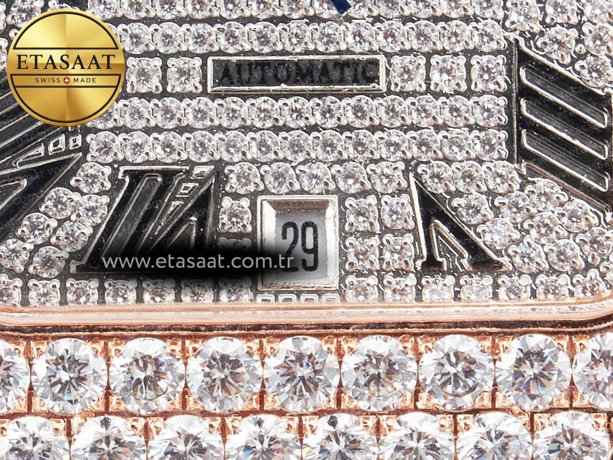 Cartier Santos De 40mm TWF 1:1 Best Edition Diamond Dial SS/RG Dia/Rmn A2824 - Görsel 29