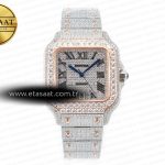 Cartier Santos De 40mm Twf Pırlantalı Kadran Çelik/RG A2824 Eta Saat - Görsel 3 - 1:1 Süper Klon Saat