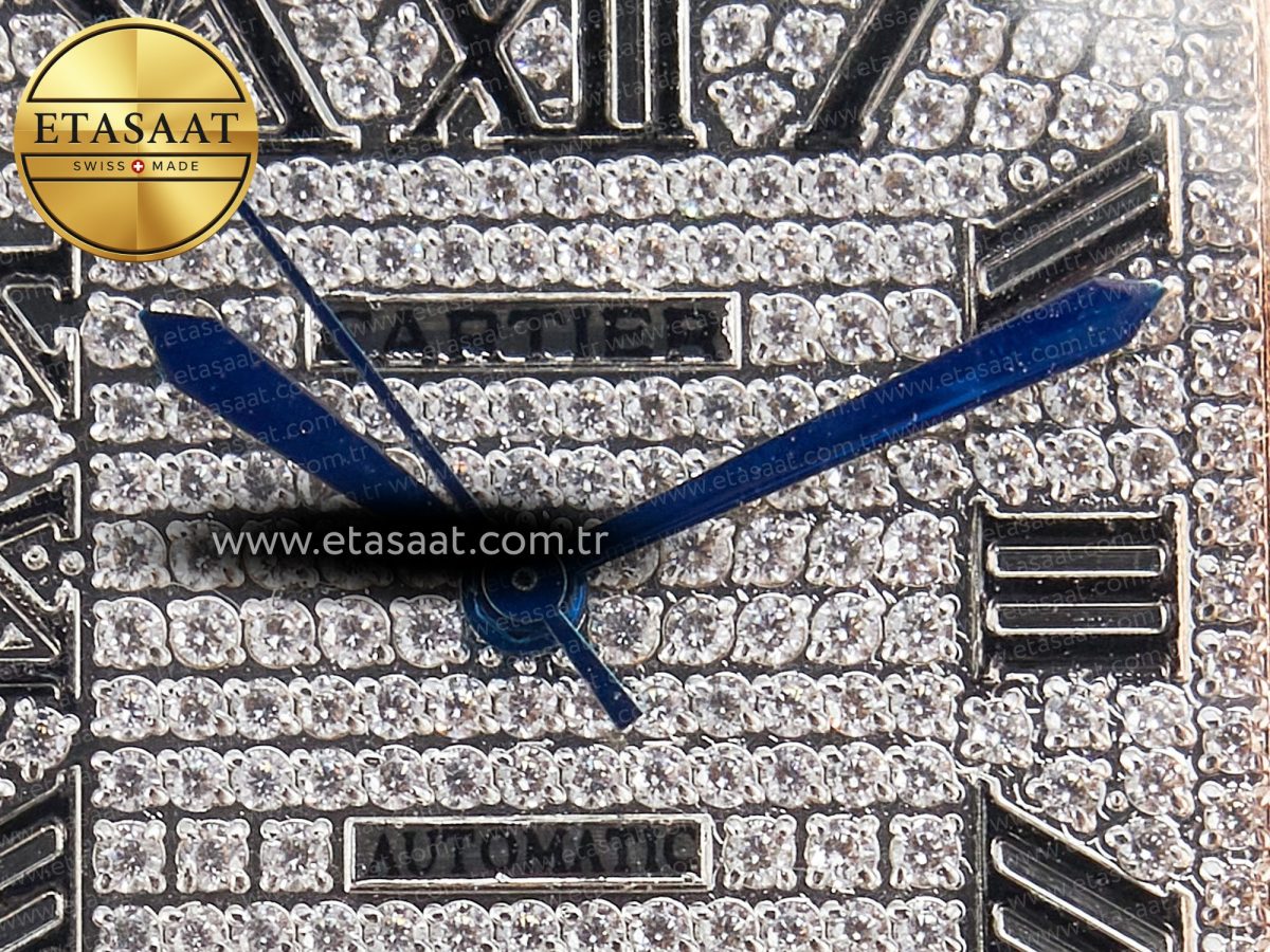 Cartier Santos De 40mm TWF 1:1 Best Edition Diamond Dial SS/RG Dia/Rmn A2824 - Görsel 31