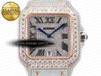 Cartier Santos De 40mm TWF 1:1 Best Edition Diamond Dial SS/RG Dia/Rmn A2824 - Görsel 4