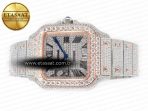 Cartier Santos De 40mm TWF 1:1 Best Edition Diamond Dial SS/RG Dia/Rmn A2824 - Görsel 9