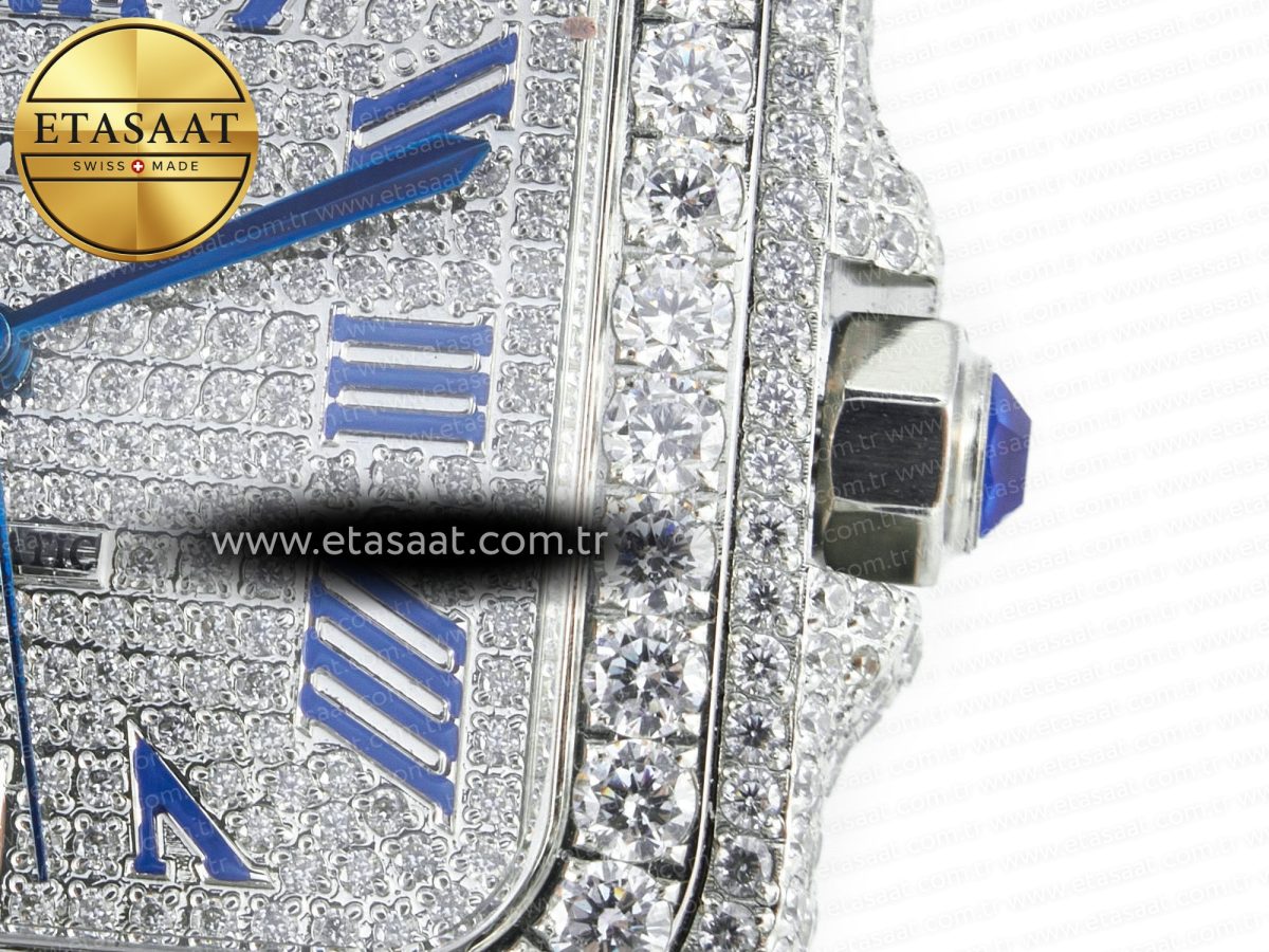 Cartier Santos De 40mm TWF 1:1 Best Edition Diamond Dial SS/SS Dia/Rmn A2824 - Görsel 11