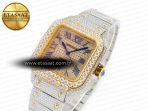 Cartier Santos De 40mm TWF 1:1 Best Edition Diamond Dial SS/YG Dia/Rmn A2824