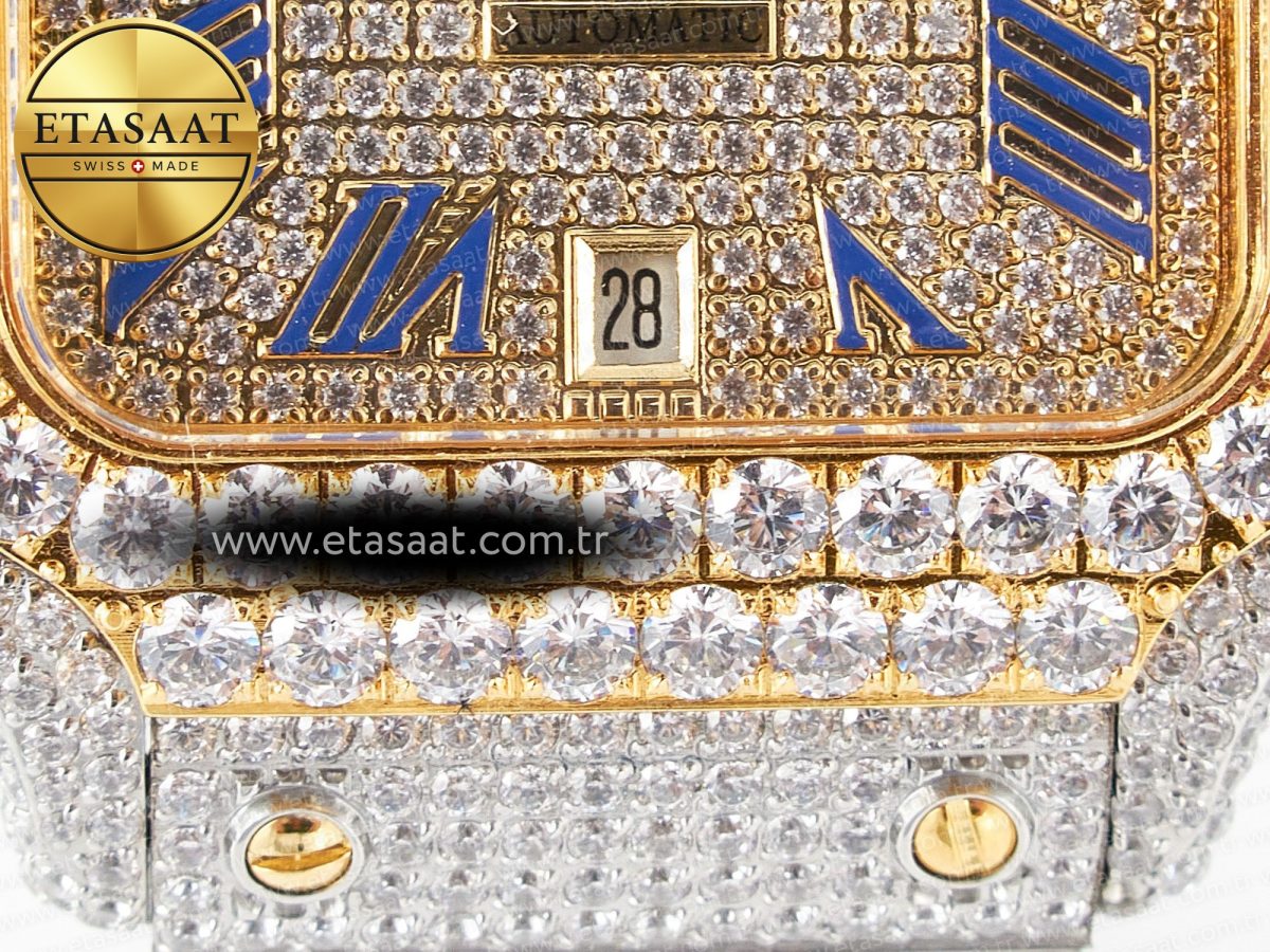 Cartier Santos De 40mm TWF 1:1 Best Edition Diamond Dial SS/YG Dia/Rmn A2824 - Görsel 11
