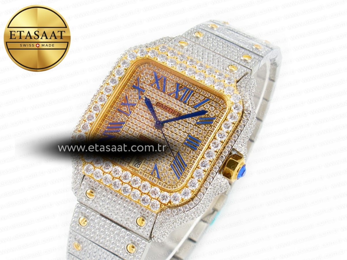Cartier Santos De 40mm TWF 1:1 Best Edition Diamond Dial SS/YG Dia/Rmn A2824 - Görsel 2