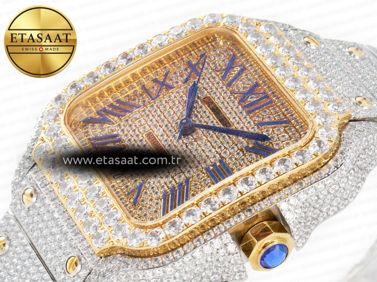 Cartier Santos De 40mm TWF 1:1 Best Edition Diamond Dial SS/YG Dia/Rmn A2824 - Görsel 6