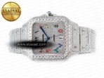 Cartier Santos De 40mm TWF 1:1 Best Edition Rainbow Diamond Dial SS/SS A2824 - Görsel 10