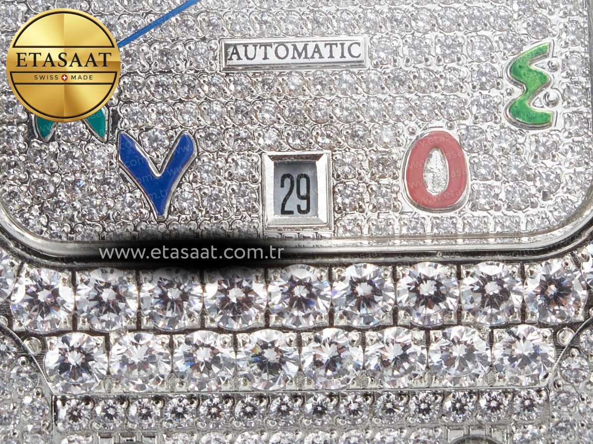 Cartier Santos De 40mm TWF 1:1 Best Edition Rainbow Diamond Dial SS/SS A2824 - Görsel 28