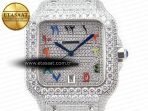 Cartier Santos De 40mm TWF 1:1 Best Edition Rainbow Diamond Dial SS/SS A2824 - Görsel 4
