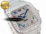 Cartier Santos De 40mm TWF 1:1 Best Edition Rainbow Diamond Dial SS/SS A2824 - Görsel 5