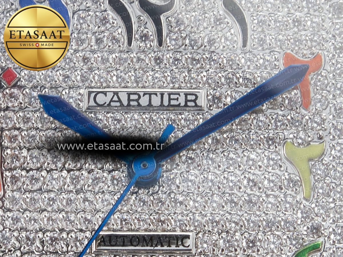 Cartier Santos De 40mm TWF 1:1 Best Edition Rainbow Diamond Dial SS/SS A2824 - Görsel 8