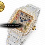 Cartier Santos De 40mm TWF 1:1 Best Edition Rainbow Diamond Dial SS/YG Dia/Rmn A2824