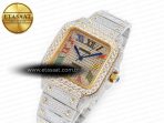 Cartier Santos De 40mm TWF 1:1 Best Edition Rainbow Diamond Dial SS/YG Dia/Rmn A2824 - Görsel 2