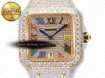 Cartier Santos De 40mm TWF 1:1 Best Edition Rainbow Diamond Dial SS/YG Dia/Rmn A2824 - Görsel 4