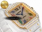 Cartier Santos De 40mm TWF 1:1 Best Edition Rainbow Diamond Dial SS/YG Dia/Rmn A2824 - Görsel 7