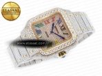 Cartier Santos De 40mm TWF 1:1 Best Edition Rainbow Diamond Dial SS/YG Dia/Rmn A2824 - Görsel 8