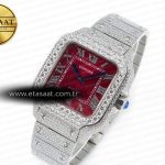 Cartier Santos De 40mm TWF 1:1 Best Edition Red Dial SS/SS Dia/Rmn A2824