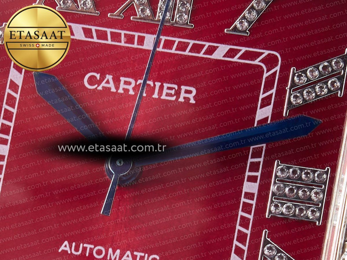 Cartier Santos De 40mm TWF 1:1 Best Edition Red Dial SS/SS Dia/Rmn A2824 - Görsel 10