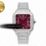 Cartier Santos De 40mm Twf Kırmızı Pırlantalı/Rmn A2824 Eta Saat - Görsel 3 - 1:1 Süper Klon Saat