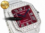 Cartier Santos De 40mm TWF 1:1 Best Edition Red Dial SS/SS Dia/Rmn A2824 - Görsel 5