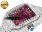 Cartier Santos De 40mm TWF 1:1 Best Edition Red Dial SS/SS Dia/Rmn A2824 - Görsel 6