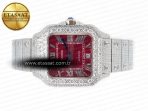 Cartier Santos De 40mm TWF 1:1 Best Edition Red Dial SS/SS Dia/Rmn A2824 - Görsel 9