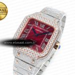Cartier Santos De 40mm TWF 1:1 Best Edition Red Diamond Dial SS/RG Dia/Rmn A2824