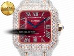 Cartier Santos De 40mm TWF 1:1 Best Edition Red Diamond Dial SS/RG Dia/Rmn A2824 - Görsel 4