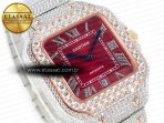Cartier Santos De 40mm TWF 1:1 Best Edition Red Diamond Dial SS/RG Dia/Rmn A2824 - Görsel 5