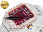 Cartier Santos De 40mm TWF 1:1 Best Edition Red Diamond Dial SS/RG Dia/Rmn A2824 - Görsel 6