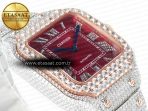 Cartier Santos De 40mm TWF 1:1 Best Edition Red Diamond Dial SS/RG Dia/Rmn A2824 - Görsel 7