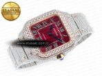 Cartier Santos De 40mm TWF 1:1 Best Edition Red Diamond Dial SS/RG Dia/Rmn A2824 - Görsel 8