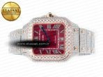 Cartier Santos De 40mm TWF 1:1 Best Edition Red Diamond Dial SS/RG Dia/Rmn A2824 - Görsel 9