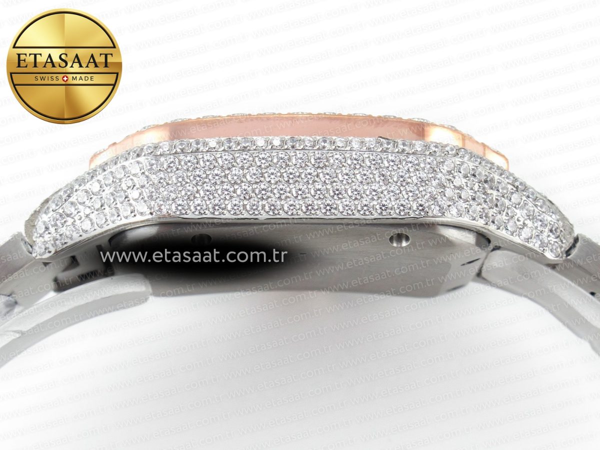 Cartier Santos De 40mm TWF 1:1 Best Edition RG Diamond Dial SS/RG A2824 - Görsel 13