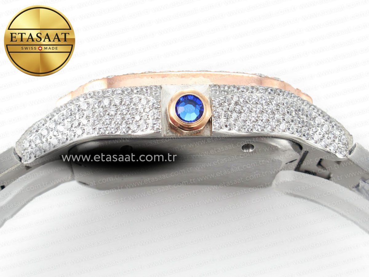 Cartier Santos De 40mm TWF 1:1 Best Edition RG Diamond Dial SS/RG A2824 - Görsel 14