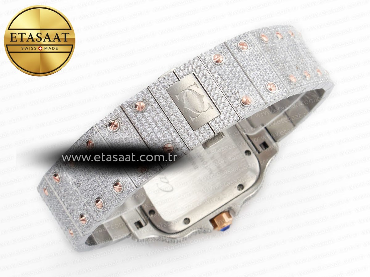 Cartier Santos De 40mm TWF 1:1 Best Edition RG Diamond Dial SS/RG A2824 - Görsel 15