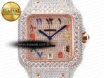 Cartier Santos De 40mm TWF 1:1 Best Edition RG Diamond Dial SS/RG A2824 - Görsel 4