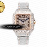 Cartier Santos De 40mm Twf RG Pırlantalı Kadran A2824 11 Eta Saat - Görsel 3 - 1:1 Süper Klon Saat