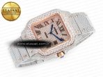 Cartier Santos De 40mm TWF 1:1 Best Edition RG Diamond Dial SS/RG Dia/Rmn A2824 - Görsel 8