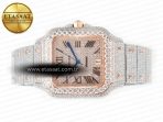 Cartier Santos De 40mm TWF 1:1 Best Edition RG Diamond Dial SS/RG Dia/Rmn A2824 - Görsel 9