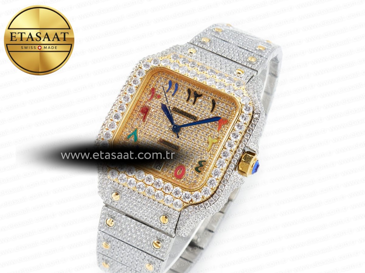 Cartier Santos De 40mm TWF 1:1 Best Edition RG Diamond Dial SS/YG A2824 - Görsel 1