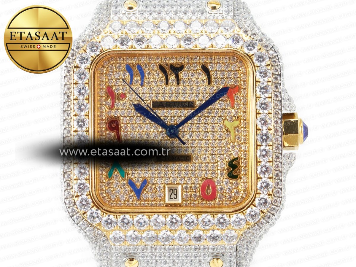 Cartier Santos De 40mm TWF 1:1 Best Edition RG Diamond Dial SS/YG A2824 - Görsel 4