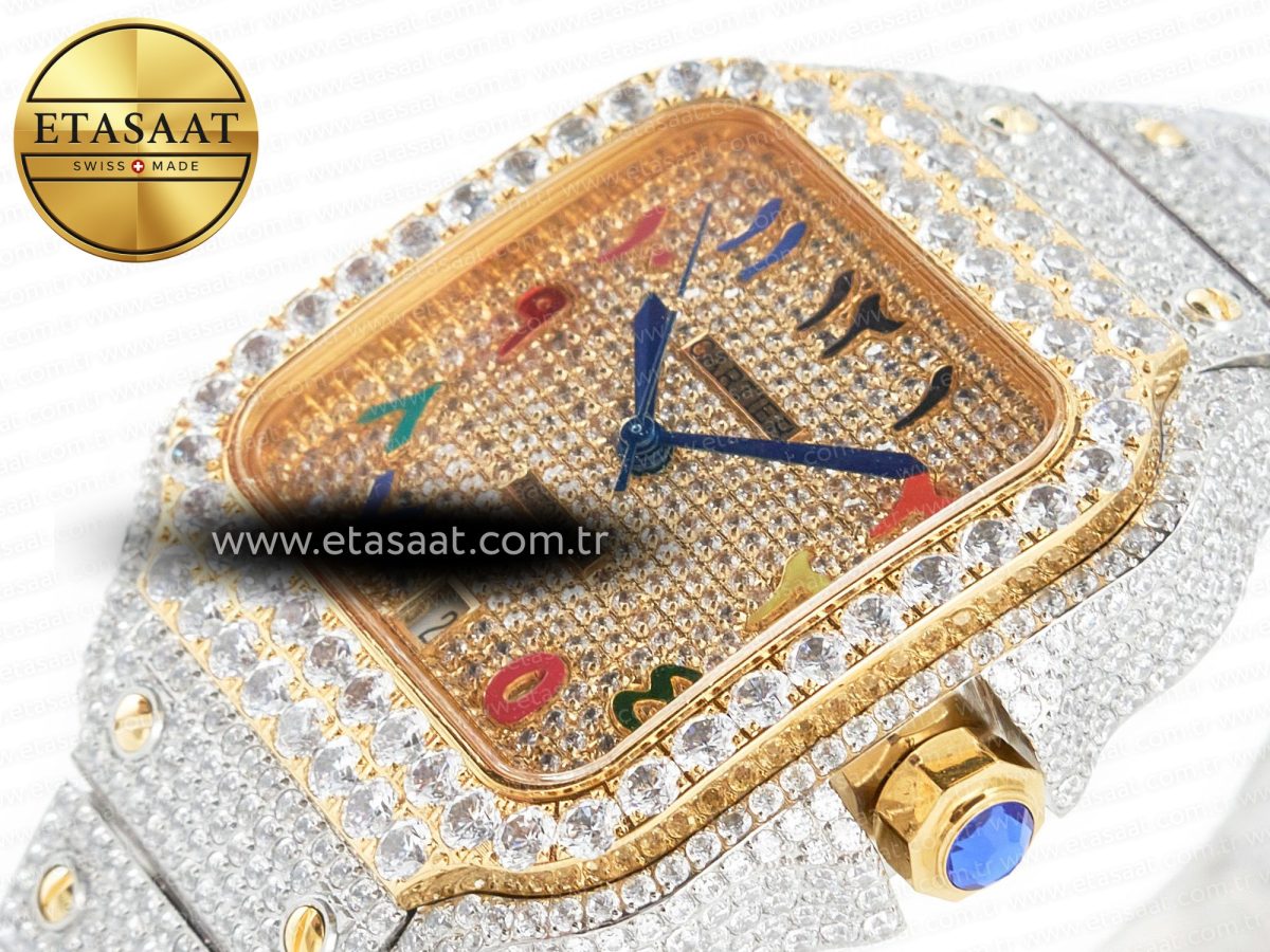 Cartier Santos De 40mm TWF 1:1 Best Edition RG Diamond Dial SS/YG A2824 - Görsel 6