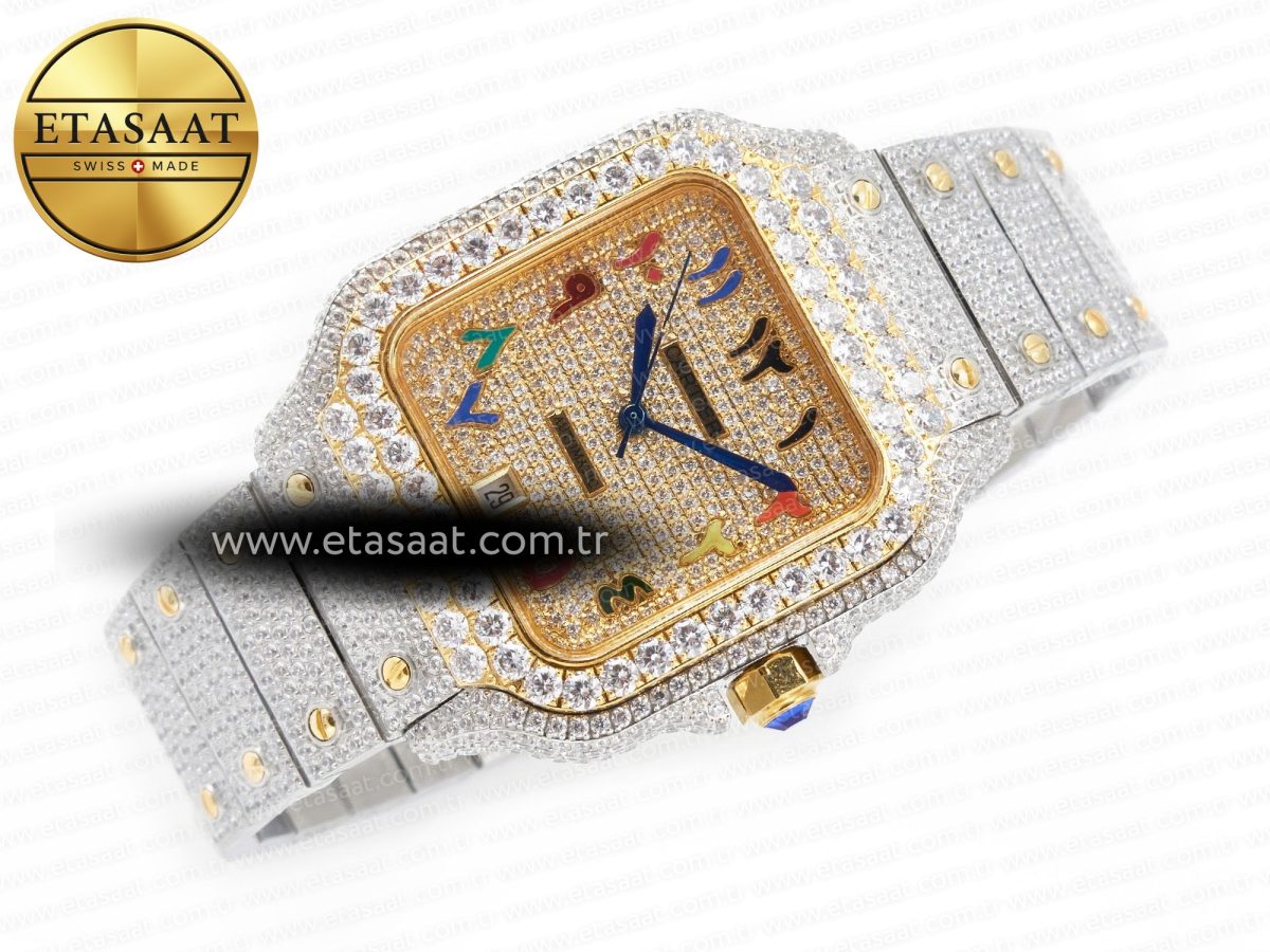 Cartier Santos De 40mm TWF 1:1 Best Edition RG Diamond Dial SS/YG A2824 - Görsel 8