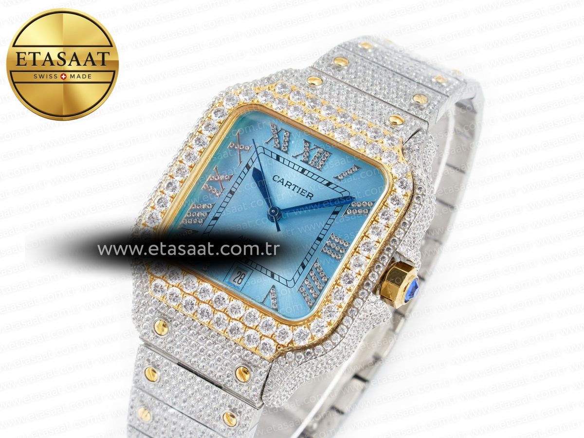 Cartier Santos De 40mm TWF 1:1 Best Edition RG Diamond Dial SS/YG Dia/Rmn A2824 - Görsel 1