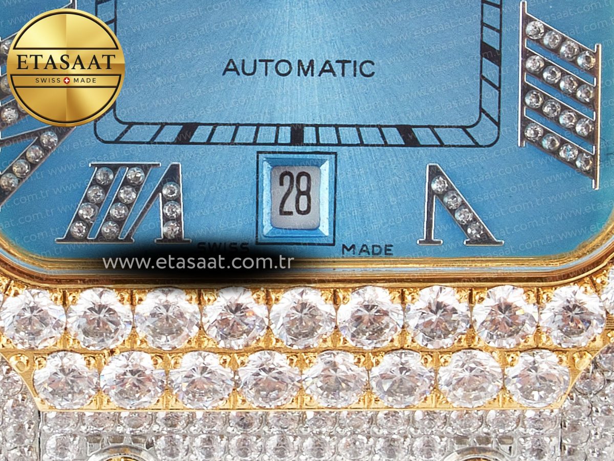 Cartier Santos De 40mm TWF 1:1 Best Edition RG Diamond Dial SS/YG Dia/Rmn A2824 - Görsel 12